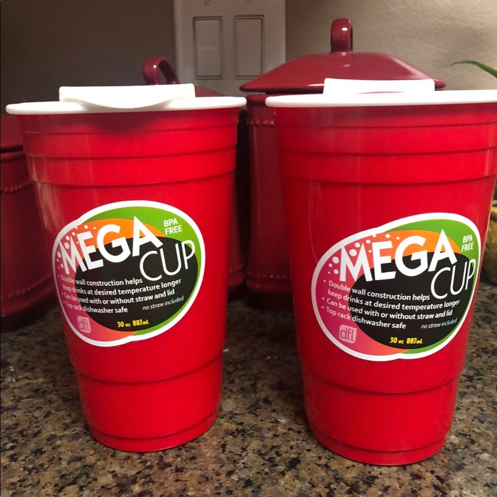 Mini  Red Cups -  4 ceramic shot glasses & 
2 Mega Cups